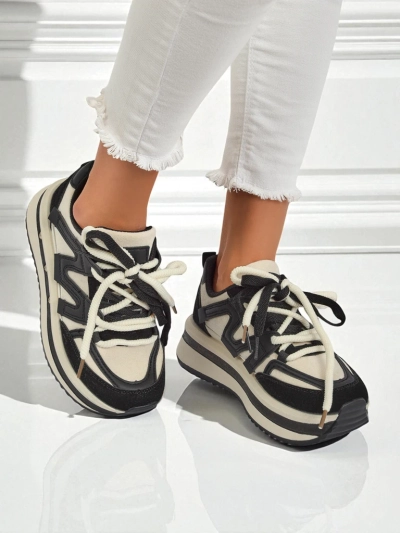 Selene Nero Black Eco-Leather Platform Sneakers for Women