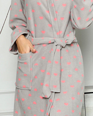 Халат женский мягкий серый с сердечками - Одежда
