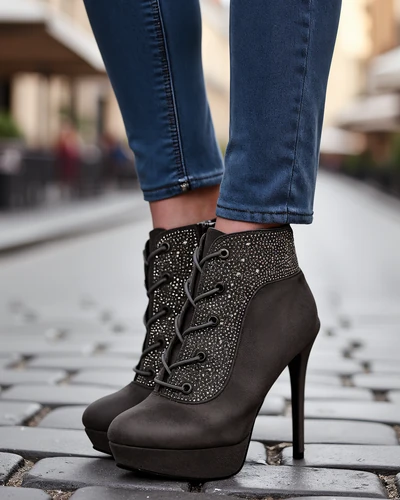 Royalfashion moteriški auliniai batai su blizgučiais Efelolo