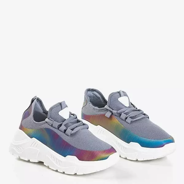 OUTLET Женские кроссовки серого цвета с разноцветной вставкой Isis - Обувь