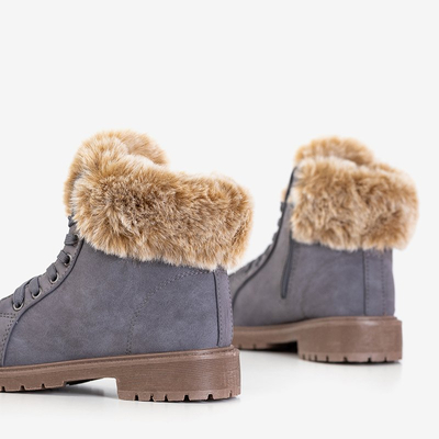 Tamsiai pilki moteriški batai su kailiu Zonevka - Avalynė