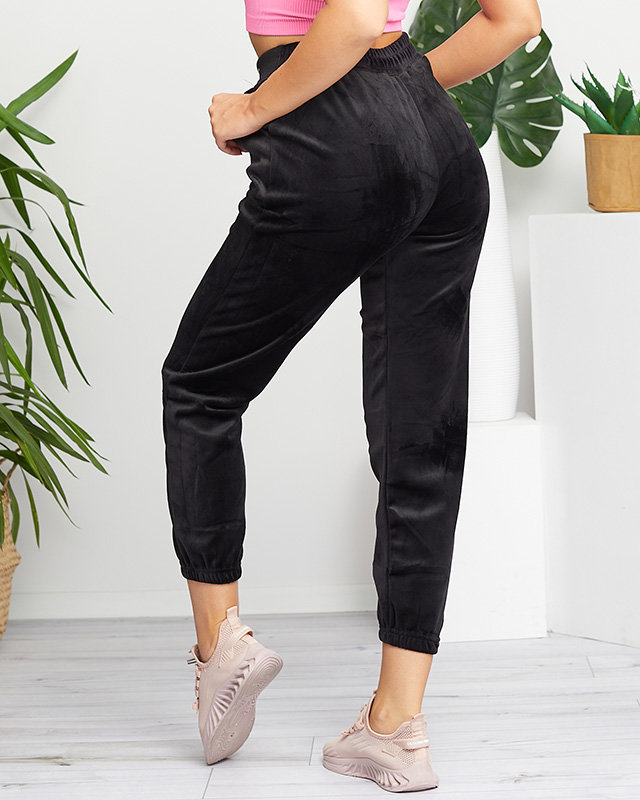 Черные женские велюровые спортивные штаны PLUS SIZE