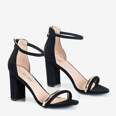 Czarne sandały damskie na wysokim obcasie Callisia - Obuwie