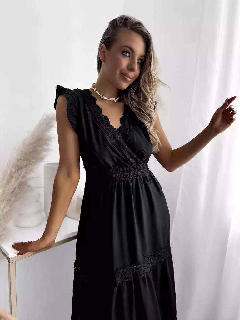 Черное женское длинное платье - Одежда