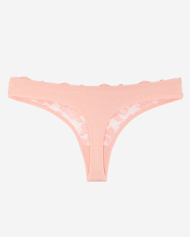 Moteriškos rausvos medvilninės kelnaitės su nėriniais - Apatiniai drabužiai