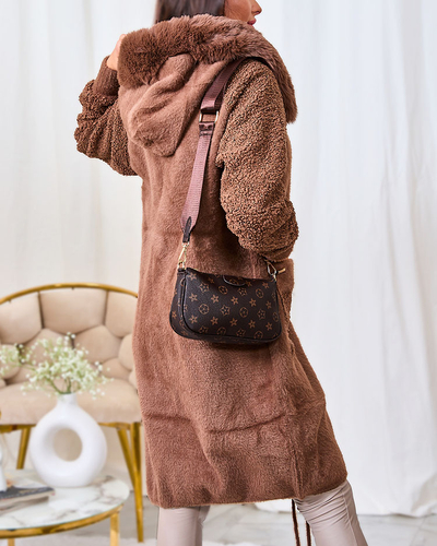 Royalfashion Коричневое женское пальто из искусственного меха