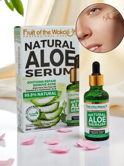 Wokali produktas - Raminantis ir regeneruojantis veido serumas su alavuja, 50 ml, arbatmedžio aliejus, vitaminas E ir hialurono rūgštis drėkina, regeneruoja odą, ramina dirginimą ir apsaugo nuo drėgmės praradimo, palikdama odą sveiką ir gaivią. 87654321 <