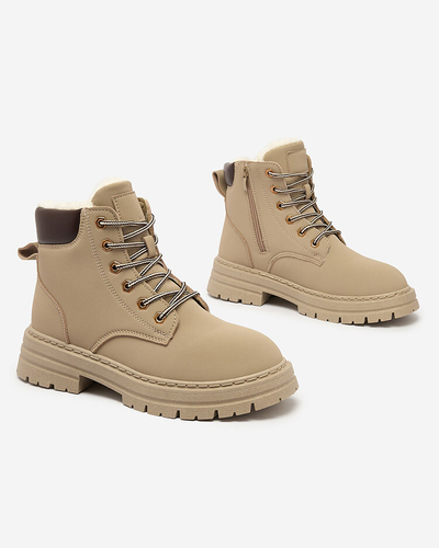 "Royalfashion" Pilkai rudi moteriški apšiltinti traperiniai batai "Radoras"