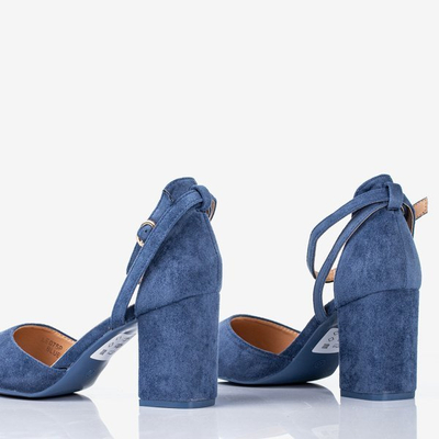 Niebieskie czółenka na wyższym słupku Party Time - Obuwie