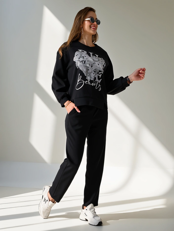 Royalfashion moterų viskozinis rinkinys su spauda