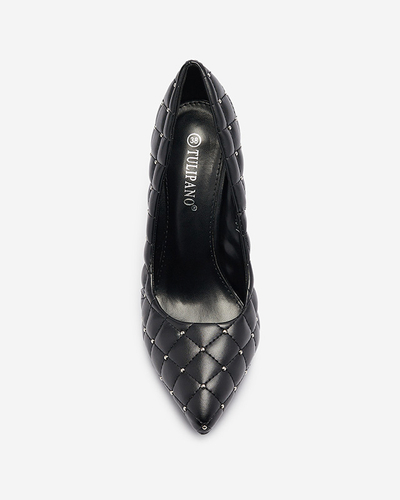 Женские стеганые туфли на шпильке с носом черного цвета Mawelo- Footwear