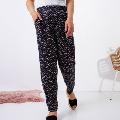 Темно-синие женские брюки с узором PLUS SIZE