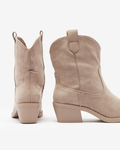 Royalfashion Бежевые женские утепленные ковбойские сапоги Bronco