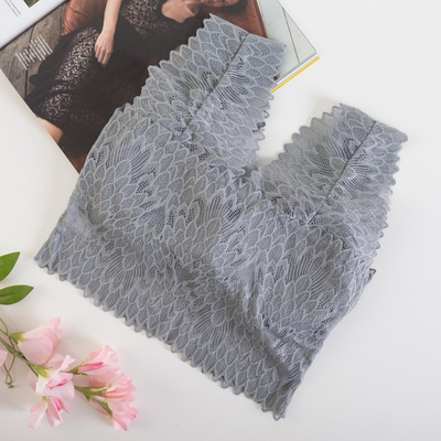 Серый женский кружевной бюстгальтер