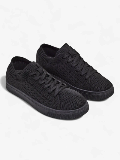 Royalfashion Demetra – Black Fabric Sneakers with Flat Sole