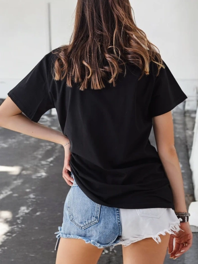 Royalfashion Женская хлопковая повседневная футболка с круглым вырезом