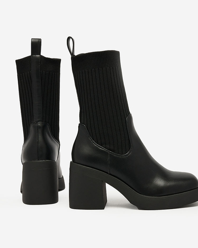 Royalfashion Черные женские тканевые сапоги Seopoli