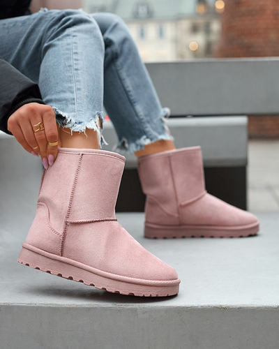 Rožinės spalvos moteriški apšiltinti ekovamšos sniego batai Xetik - Avalynė
