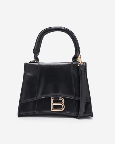 Juodas moteriškas mini krepšys su raide "B" - Priedai