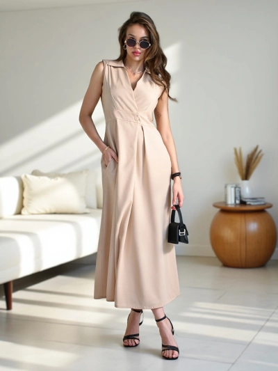 Платье без рукавов Royalfashion с оберточным вырезом Bizness