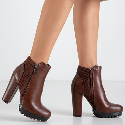 Коричневые женские сапоги с декоративной молнией Сантьяго - Обувь