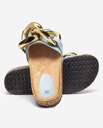 Moteriškos mėlynos šlepetės su Sofig- Footwear dekoracija