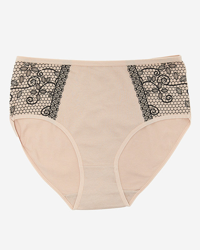 Бежевые хлопковые женские трусики с рисунком PLUS SIZE - Нижнее белье