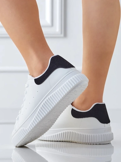 Callista Platform Eco Leather Sneakers for Ladies - White & Black