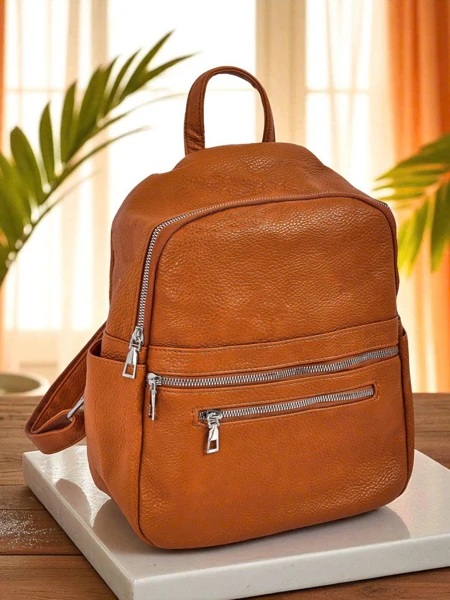 Plecak damski Callista Królewska Moda z eko skóry brązowy A4 zamek