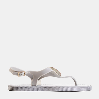 Серебряные женские босоножки с украшением Porto