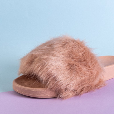 Темно-розовые женские шлепанцы с мехом Danita