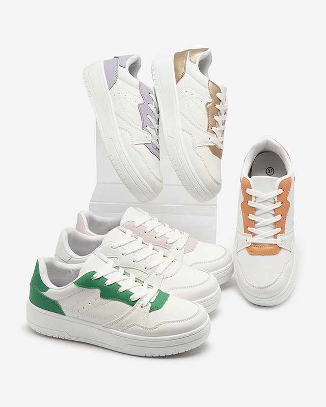 Balti moteriški sportiniai bateliai su violetiniais įdėklais Tercua- Footwear