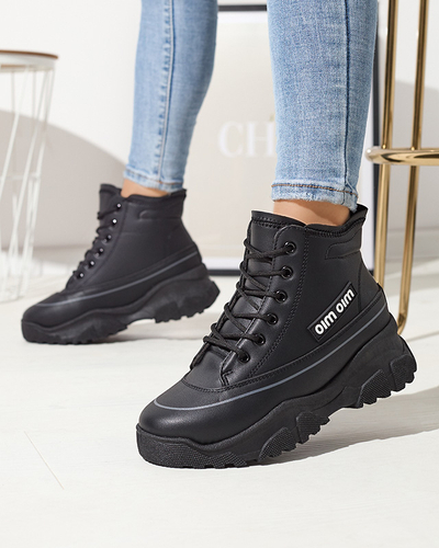 Женские утепленные спортивные ботинки черного цвета Lecvola- Footwear
