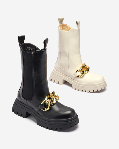 Женские сапоги с цепочкой черного цвета Evves- Footwear