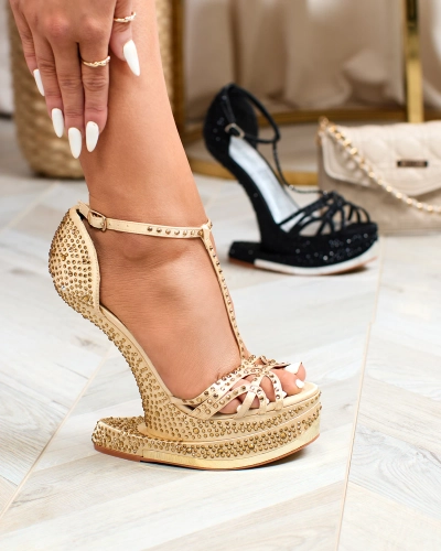 Золотые женские туфли с цирконами Nekko- Footwear