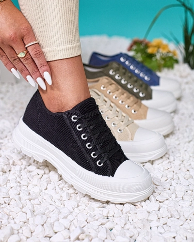 Royalfashion Черные женские кроссовки на платформе Spollero