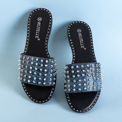 Голубые женские шлепанцы с шипами Maurella