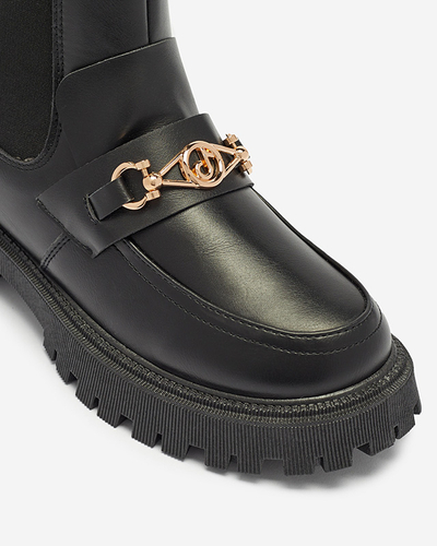 Juodi moteriški eko odos izoliuoti batai su Fera dekoracija - Avalynė