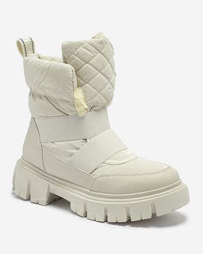 Женские сноубутсы на плоской подошве бежевого цвета Ferory- Footwear