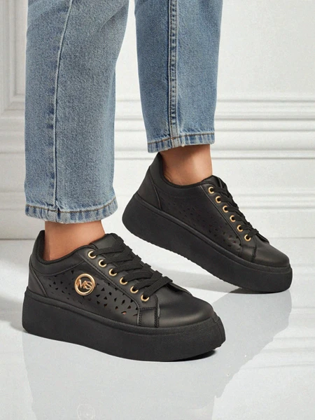 Aurelia Nero - Черная платформа Royalfashion из экокожи, модель LH201-8