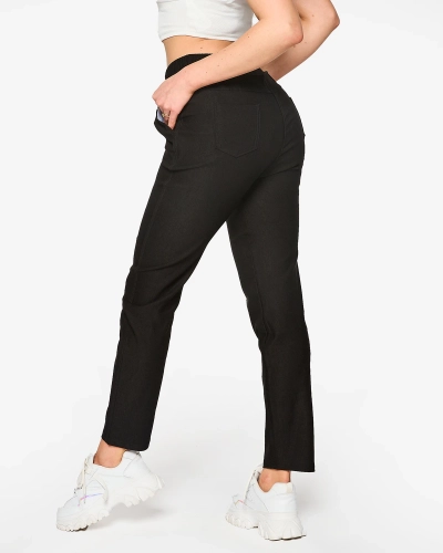 Juodos spalvos tiesios moteriškos kelnės PLUS SIZE- Apranga