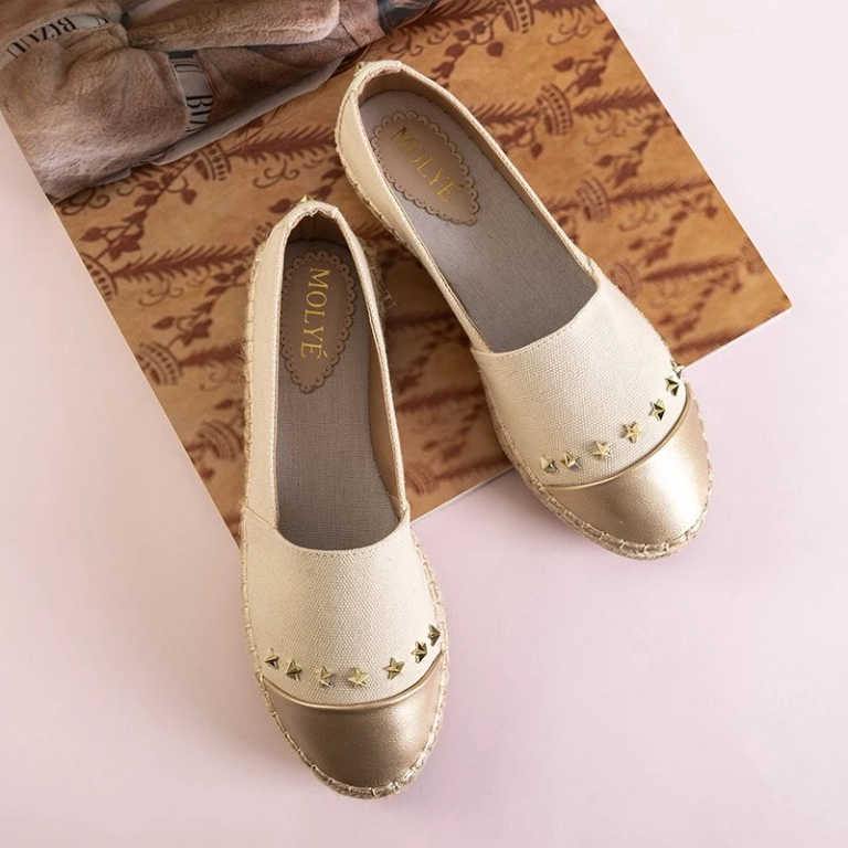OUTLET Moteriškos smėlio spalvos espadrilės su žvaigždutėmis Fraus - Avalynė