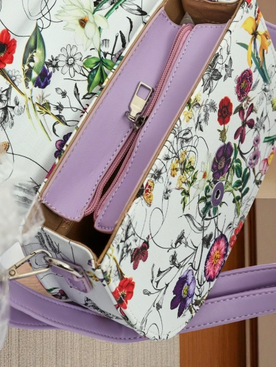 Royalfashion Mała damska torebka z eko skóry w kwiaty Ori Elle - Sztosik!