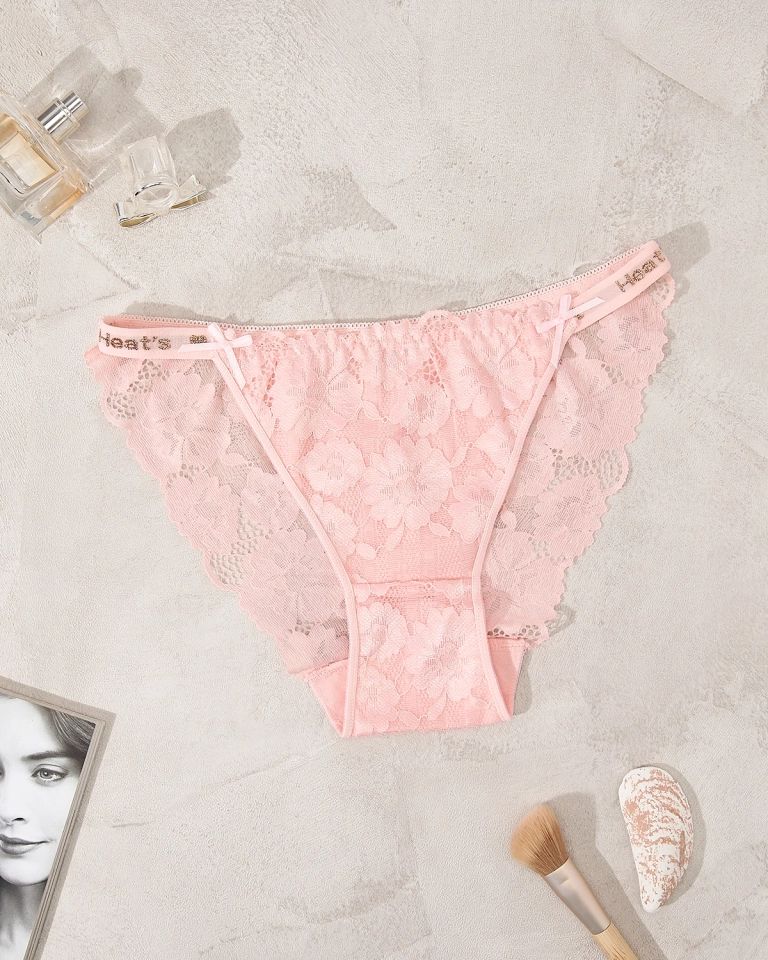 Royalfashion Ryškiai rožinės nėriniuotos kelnaitės moterims