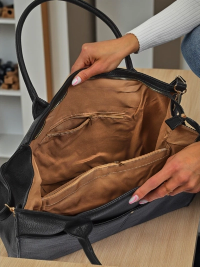 Torba damska Aristea Nero czarna skra ekologiczna 41x31 elegancka