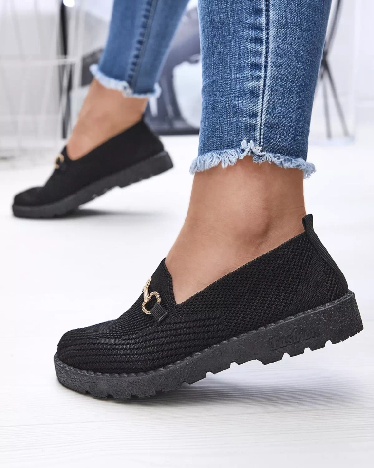 Juodi moteriški sportbačiai su aukso puošmena Enelida - Avalynė