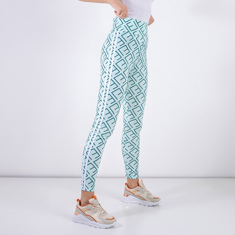 Мятные женские леггинсы с геометрическим принтом - Одежда