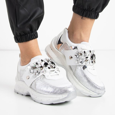 Balti moteriški sportiniai bateliai su papuošimais Ignassy - Avalynė