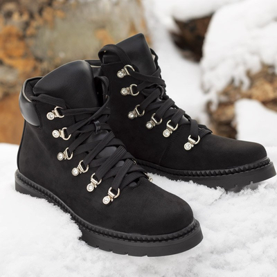 Черные женские походные ботинки с кристаллами Opcesia - Обувь