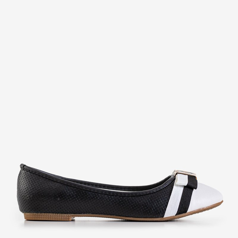 Juodos moteriškos ažūrinės balerinos su lanku Alemonia - Batai